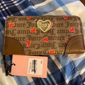 Juicy Couture Brown Wallet with Red Heart Accents